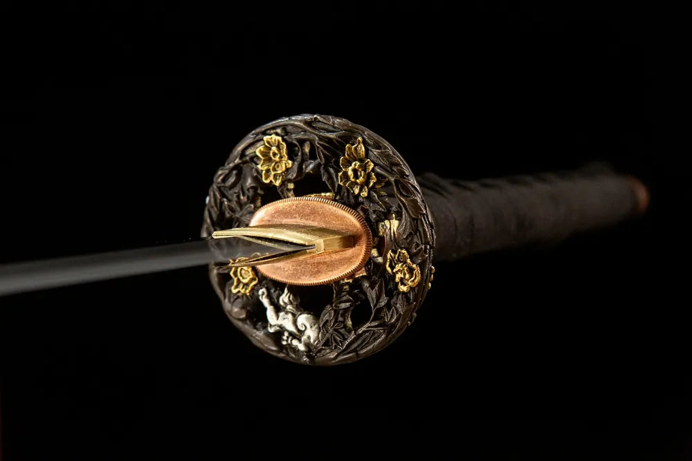 Front side hollow carved gold silver plated copper hand guard