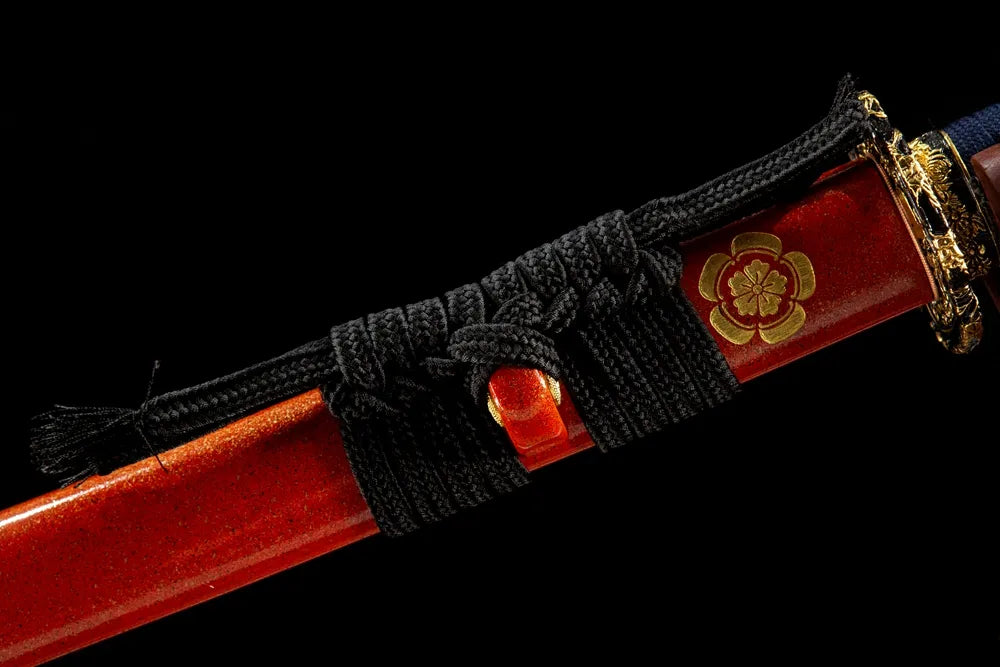 Coarse cotton sageo cord tied on Orange Full saya ring