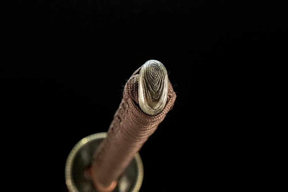 Peach Mountain Katana kashira, solid white copper pommel cap
