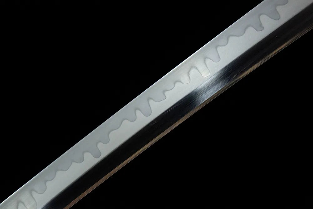 Middle blade detail The Firmament Tachi, continuous wave gunome temper line on solid maru T10 steel