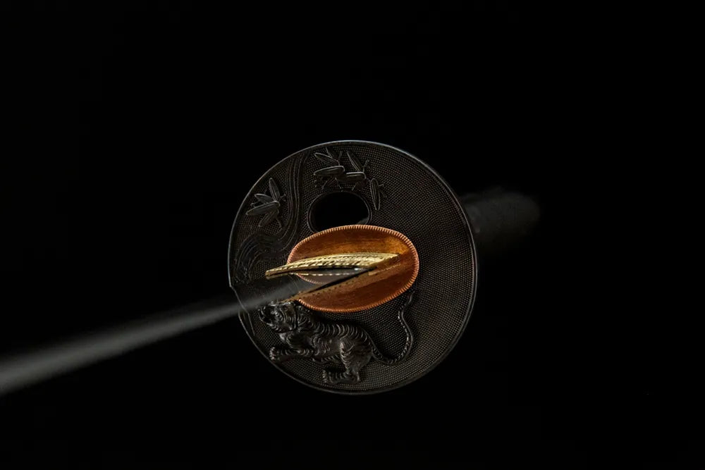 Front side round plain solid copper hand guard for Fierce Tiger sword