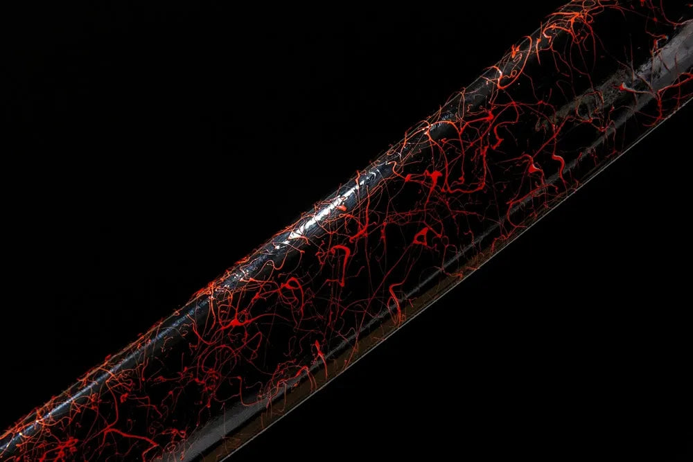 Red Tiger Wakizashi saya middle section, solid hardwood lacquer paint finish