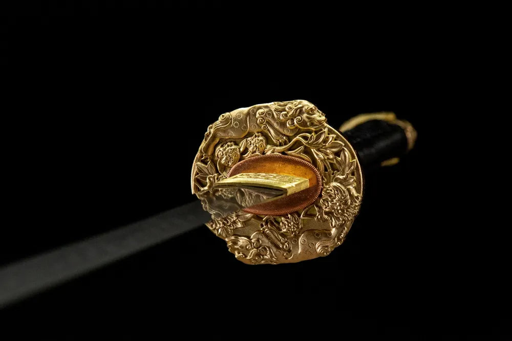 Front side of The Firmament Tachi tsuba, solid copper simple classic tachi hand guard