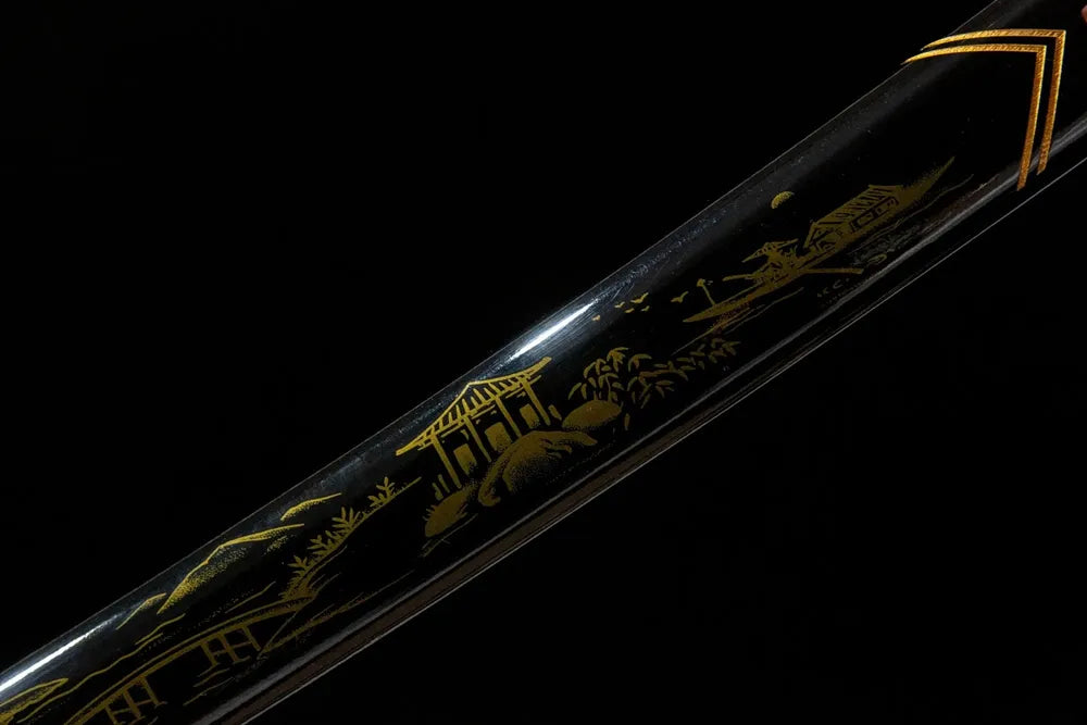 Green Shade Katana saya middle section, solid hardwood baked lacquer finish