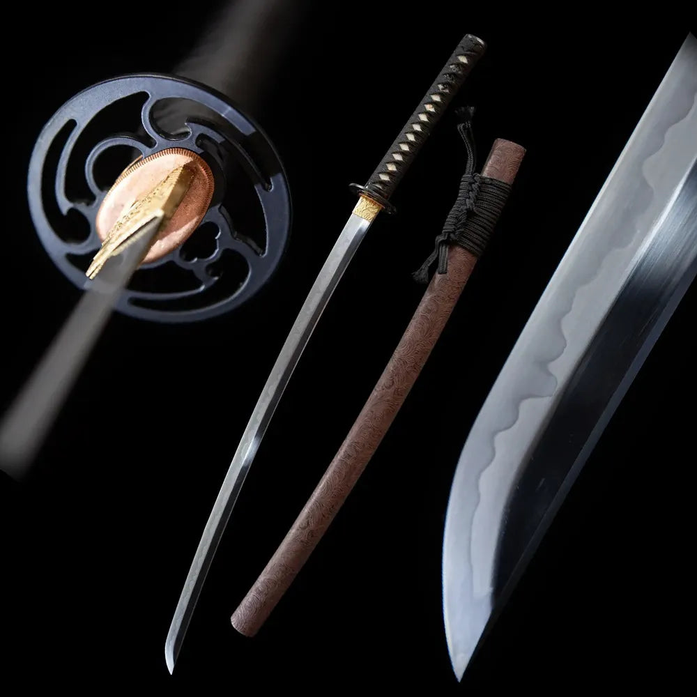 Full open & sheathed Follow Suit katana studio shot