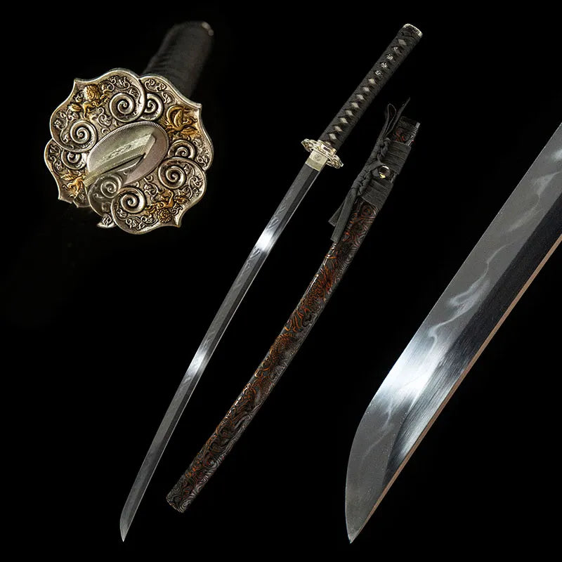 The Firmament Tachi, T10 maru no hi gunome hamon traditional hanging Japanese tachi with full copper koshirae