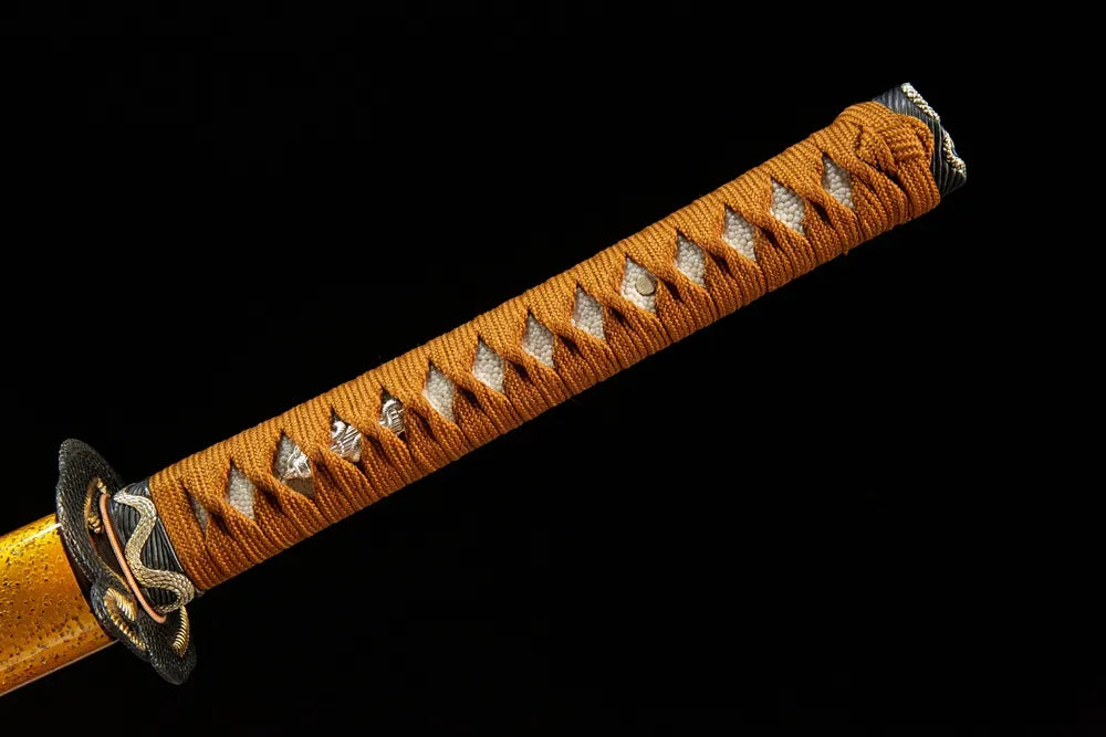 Patteraless Katana full handle, ray skin wrapped with traditional Japanese silk rope