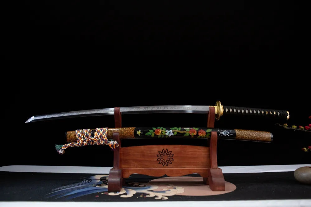 Flat laid fully drawn T10 choji clay tempered blade