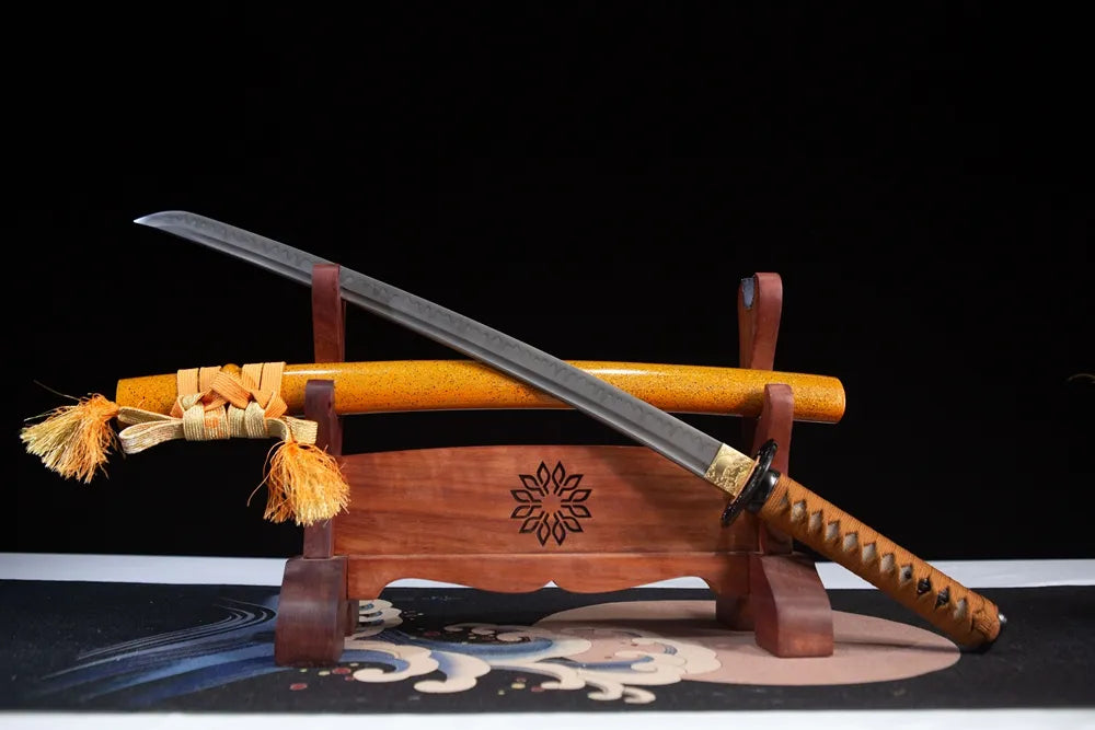 45 angle open mid samurai wakizashi full view