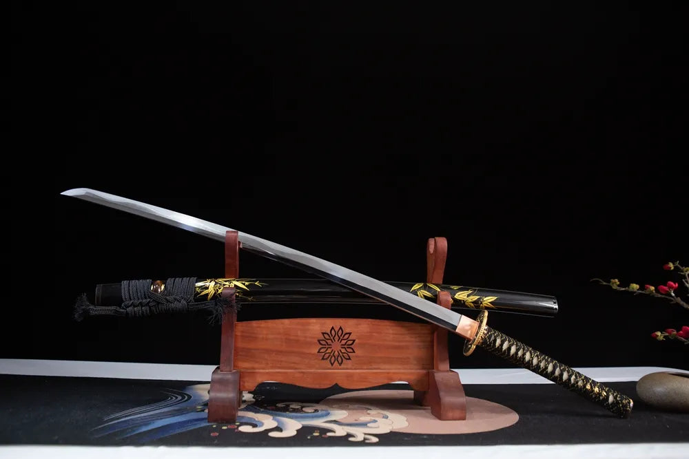 45 angle open full size bamboo forest themed katana
