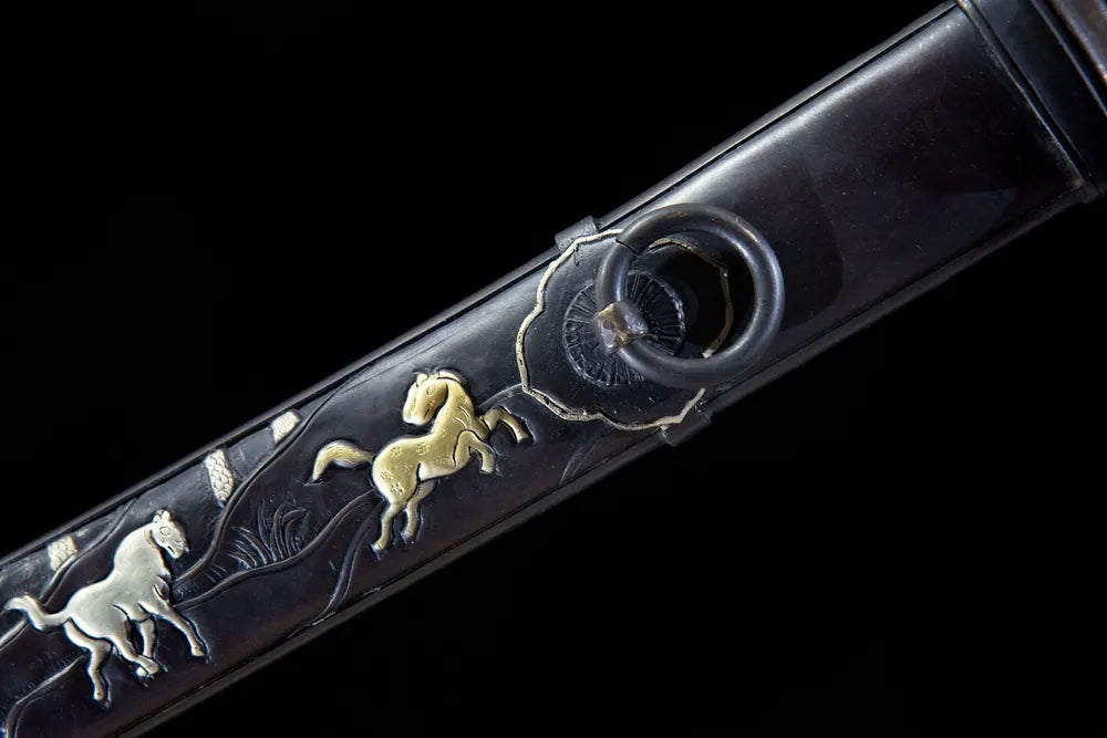 Mid eight horse relief wood sheath texture