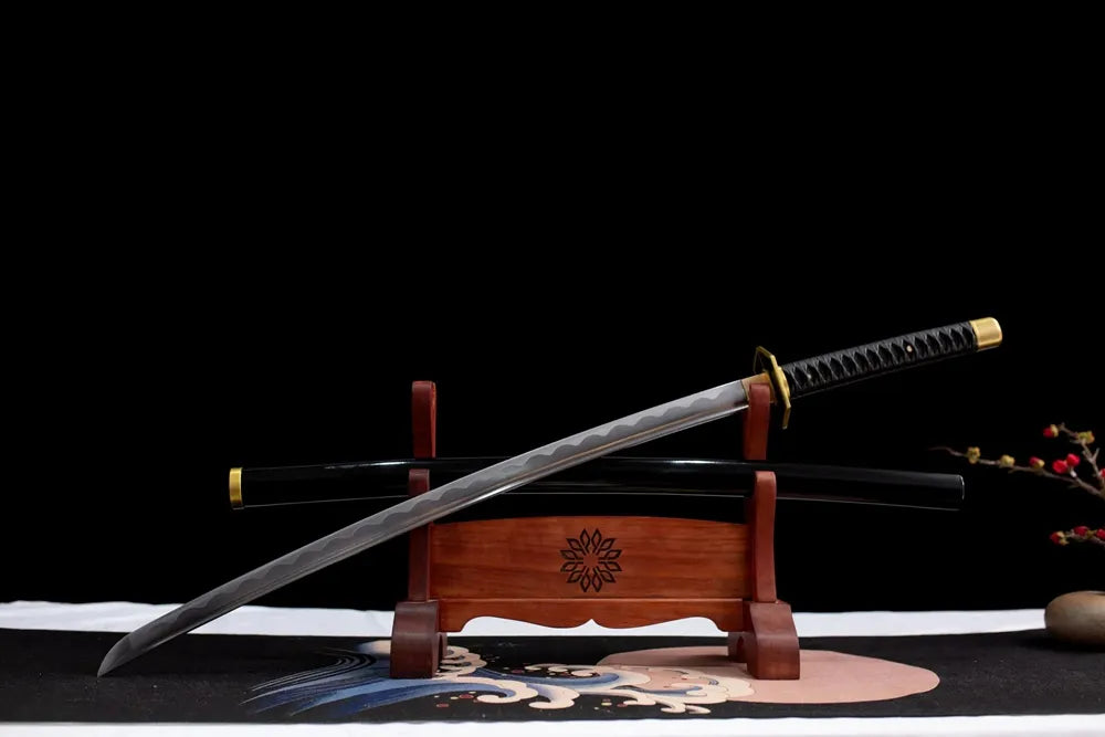Slanted open full demon slayer Sabito sword wooden display shelf