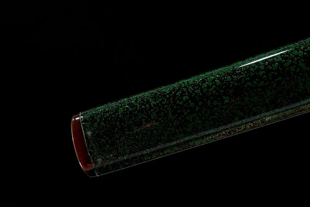 Bottom saya closeup smooth paint solid wood sheath ox kojiri cap