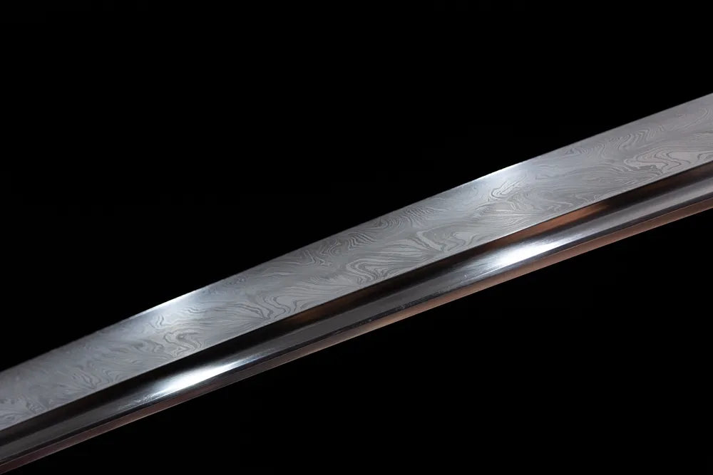 Mid continuous folded damascus steel texture macro shot