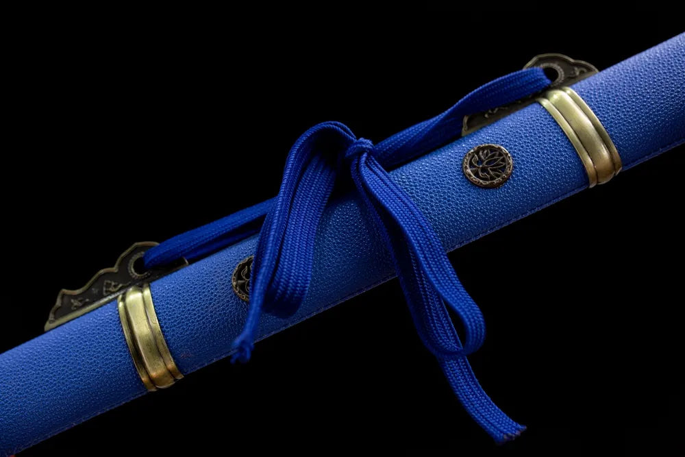 Thick royal blue braided tang dao cord macro close-up