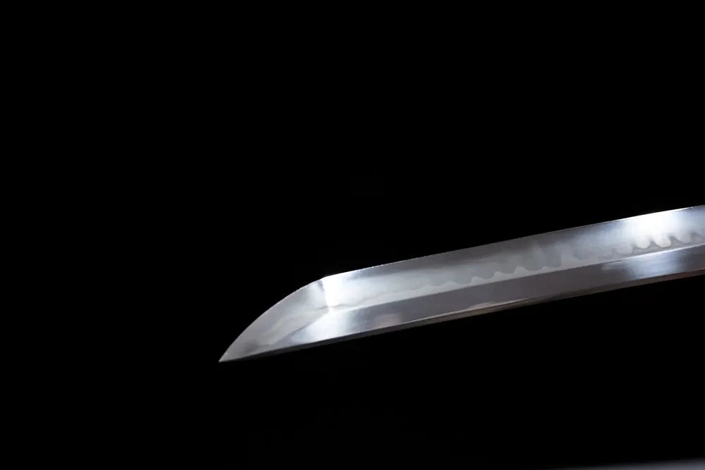 Classic functional katana‑style kissaki tip of Meteor‑Shower‑Katana blade close‑up view