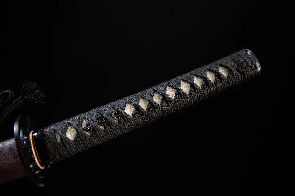 Complete black woven tsuka front view