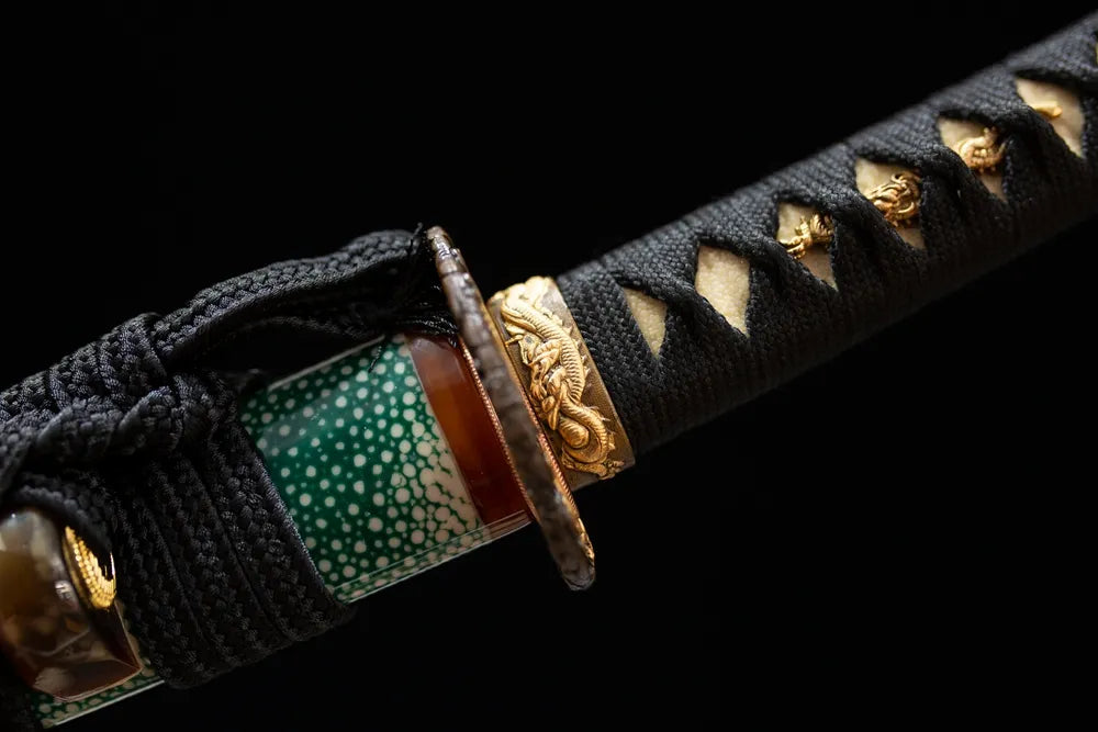 Green‑Demon‑Wakizashi – T10 Clay‑Tempered Japanese‑Oni Green‑Demon Dark‑Fantasy Wakizashi Sword