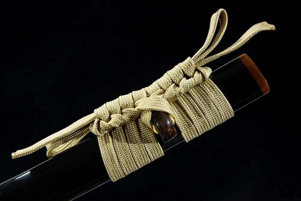 Light gold woven sage cord close-up
