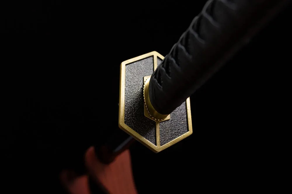 Reverse black textured hex tsuba alloy surface