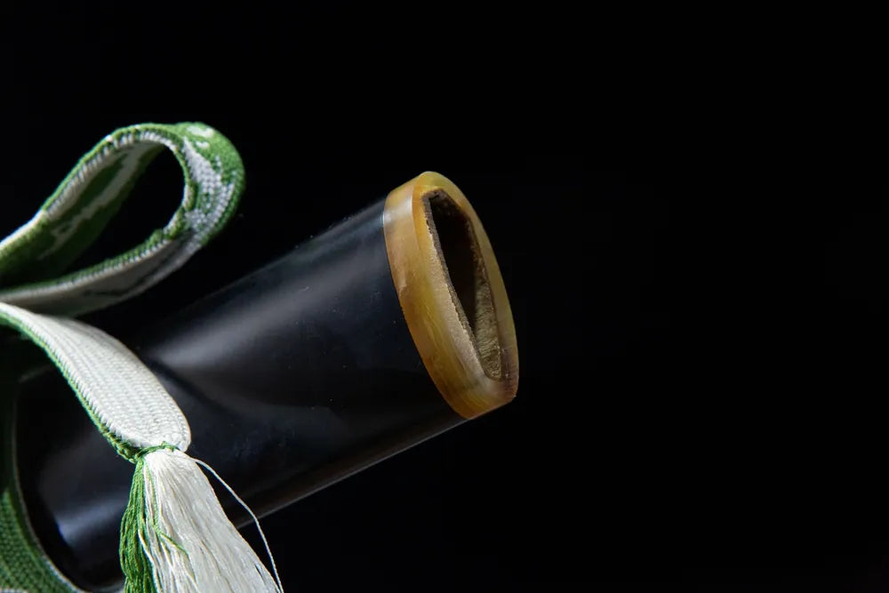 Golden Mantis Katana | Folded Damascus Steel Blade Golden Mantis Hollow Floral Brass Fittings Black Hand Painted Chrysanthemum Saya Ox Horn Mouth Disassemblable Premium Collectible Katana