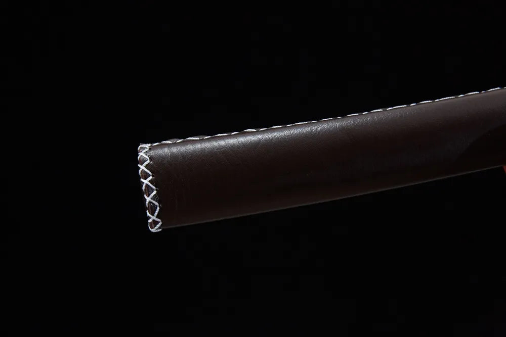 Bottom saya closeup aged dark wood sheath end cap