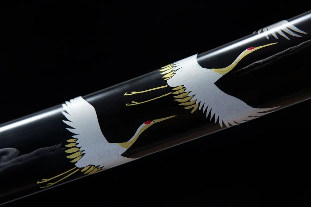 Handmade painting of crane with scabbard