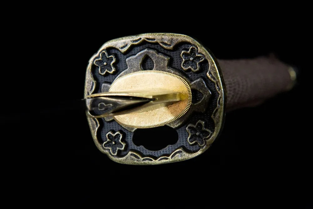 Front side hollow four-petal flower antique bronze hand guard