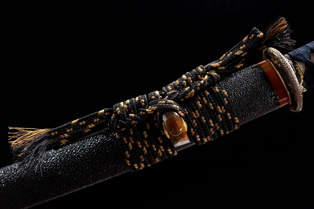 Black gold mixed braided sage cord close-up