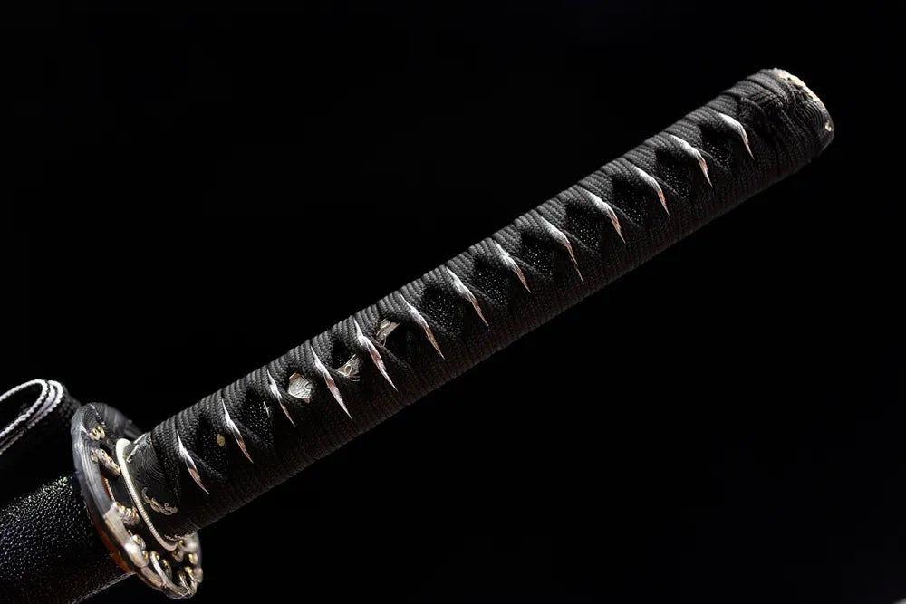 Full black diamond woven tsuka wave spray alloy fittings front shot