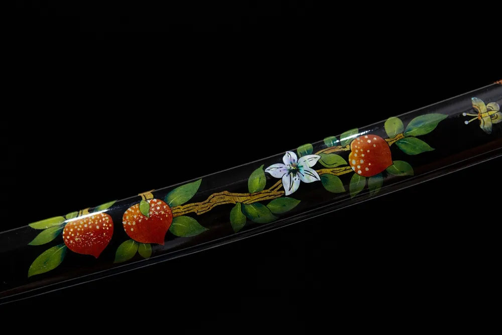 Mid hand painted pomegranate maki-e black gold sheath
