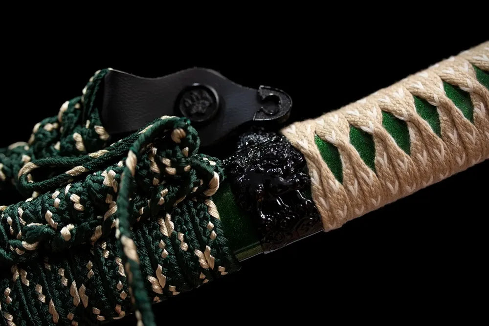 Tachi‑Green‑Sakuragawa – T10 Clay‑Tempered Sakura‑River Landscape‑Art Tachi Sword
