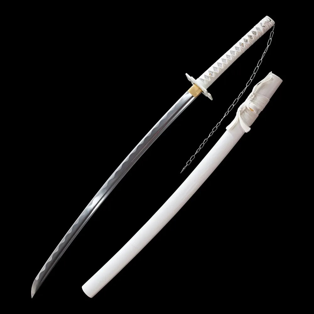 Tensa Zangetsu white version katana full set drawn blade & white saya BLEACH Ichigo studio shot
