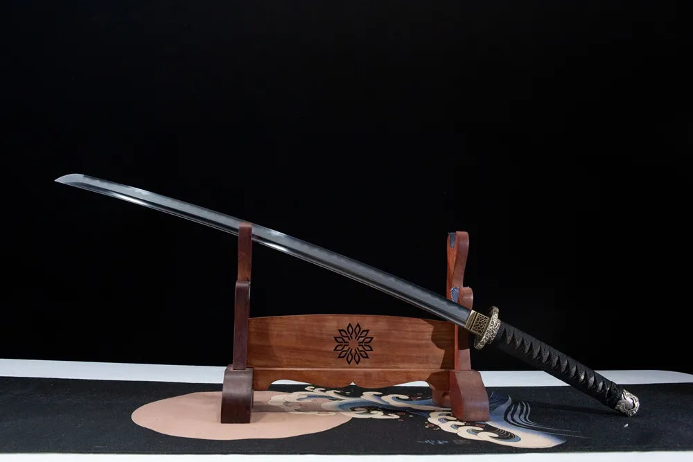 Yihe Tachi | T10 Clay Temper Notare Hamon Relief Chinese Yihe Copper Fittings Red-Brown Gradient Lacquer Saya Black Ray Skin Long Disassemblable Traditional Tachi