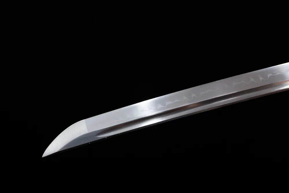 Classic functional katana‑style kissaki tip of Moyuan‑Katana‑Set‑L blade close‑up view‑long katana
