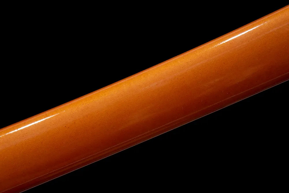 Mid saya detail bright orange glossy lacquer solid wood texture