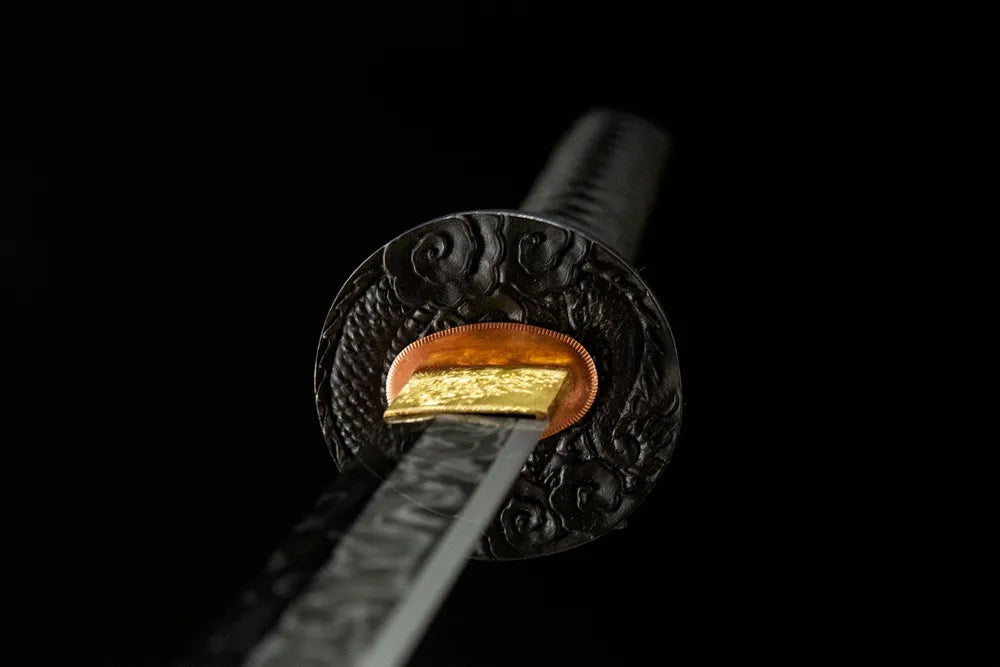 Front side hollow carved cloud dragon stainless steel hand guard
