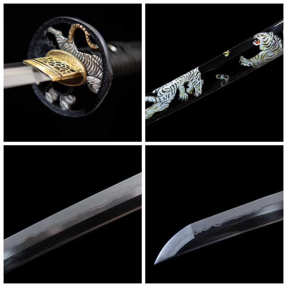 4-grid collage tiger fittings & blade close-ups