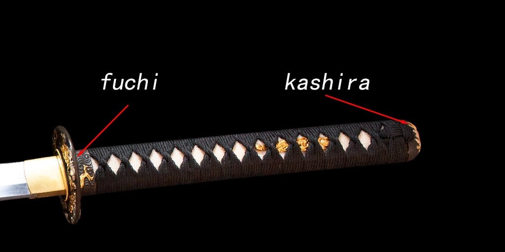 Kashira and Fuchi:Metal at the head and bottom of the katana's blade