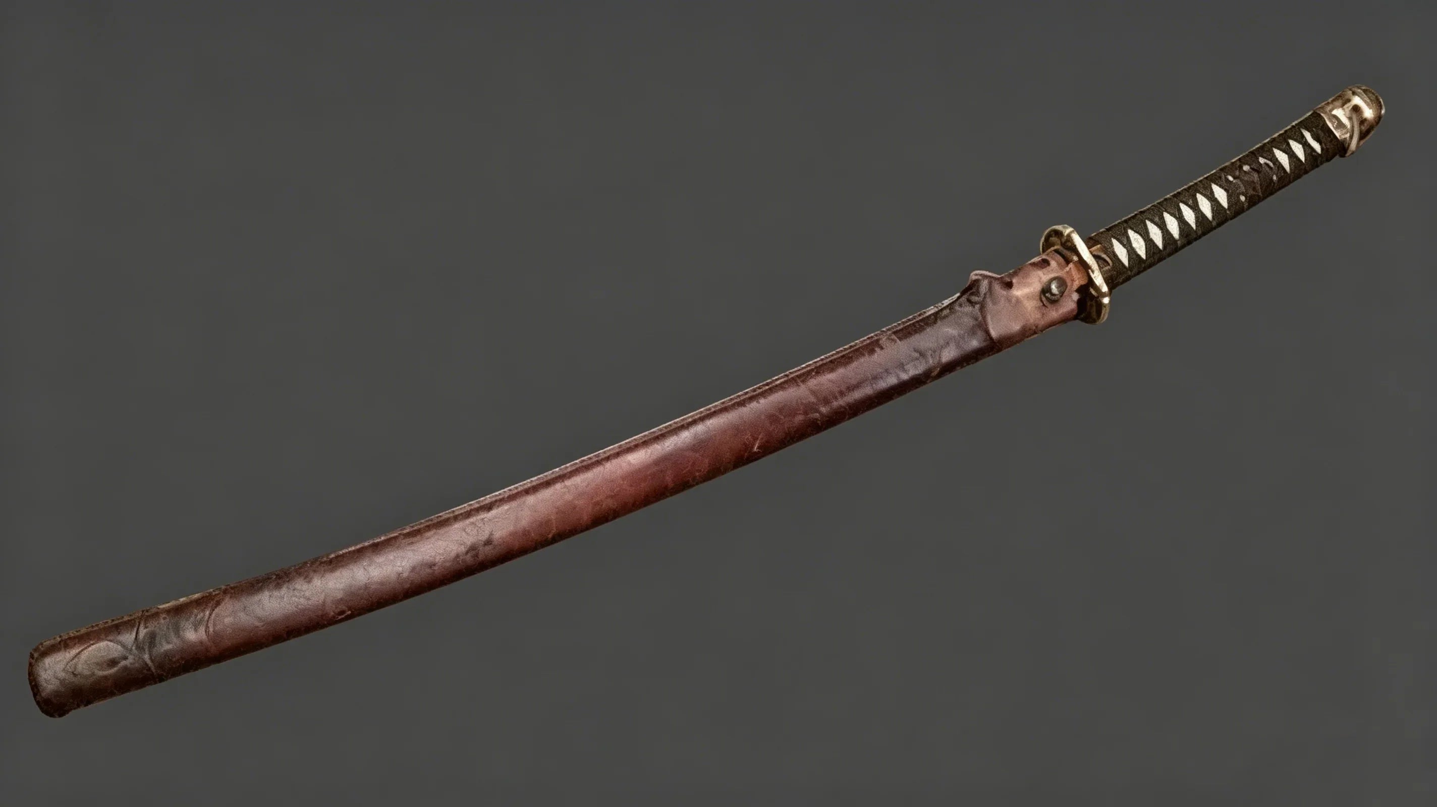 Complete view of classic WWII Type 98 Guntō, Japanese senior officer military sword