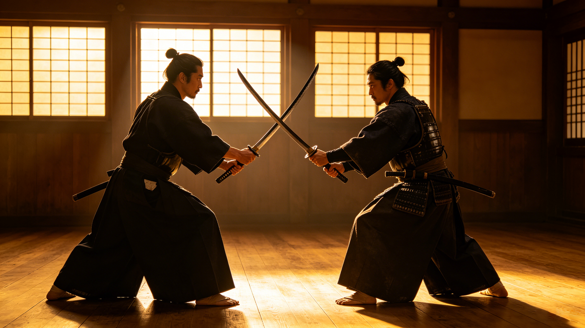 Armored samurai holding katana at night, Katana combat historical samurai sword culture