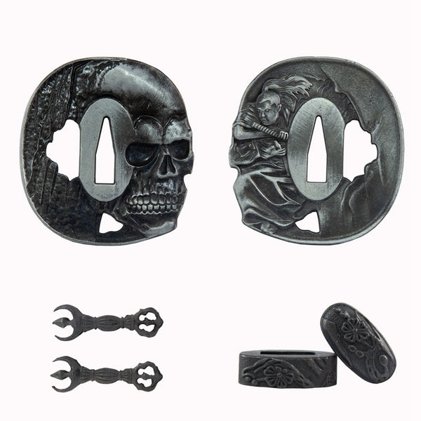 alloy Skull and Samurai Tsuba