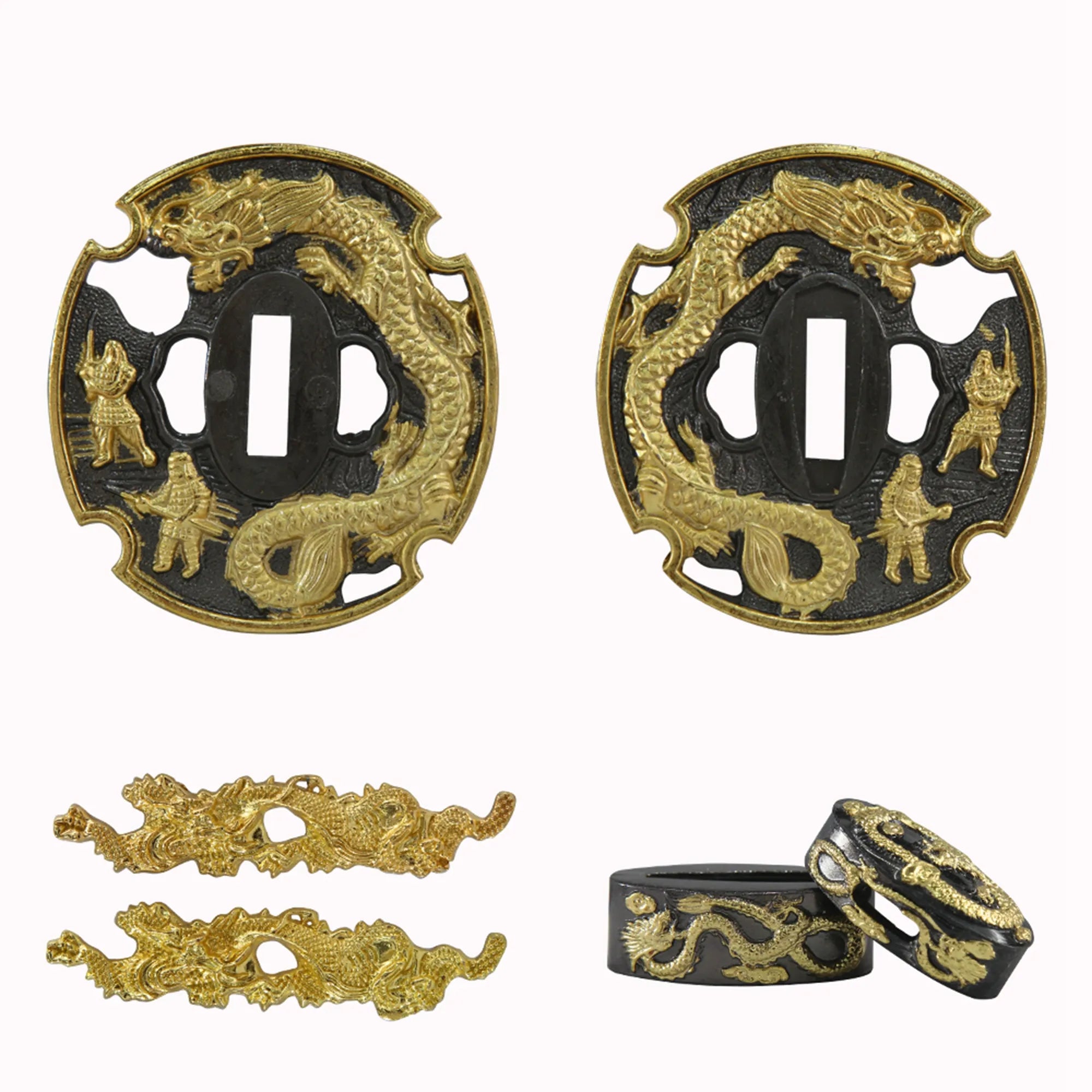 Gold alloy dragon tsuba