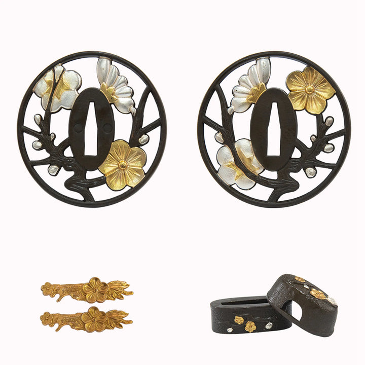 Gold plated and silver plum blossom tsuba