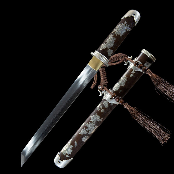 Silver-plated peony tanto