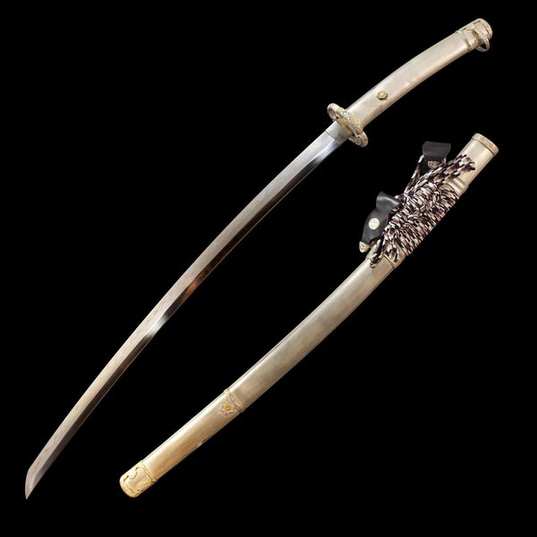 silvery Tachi Handmade Damascus Japanese sword White Knight 