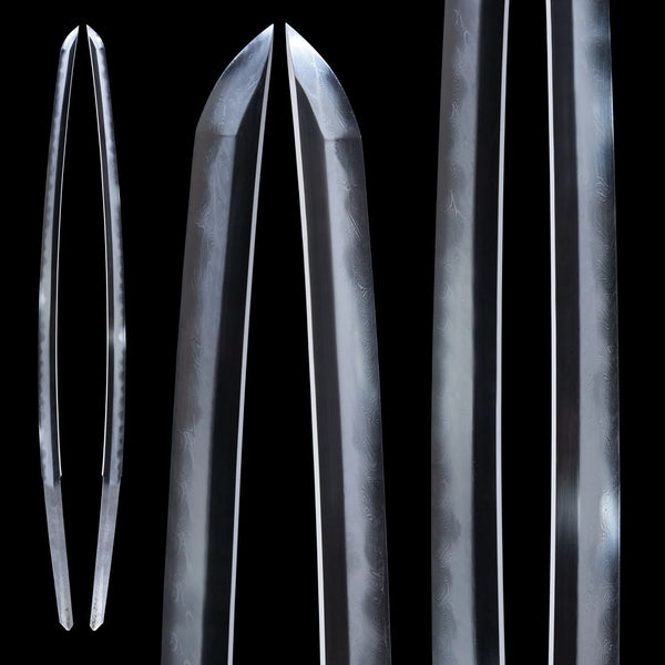 Damascus Steel Feather Pattern Shiage-Togi Katana Blade