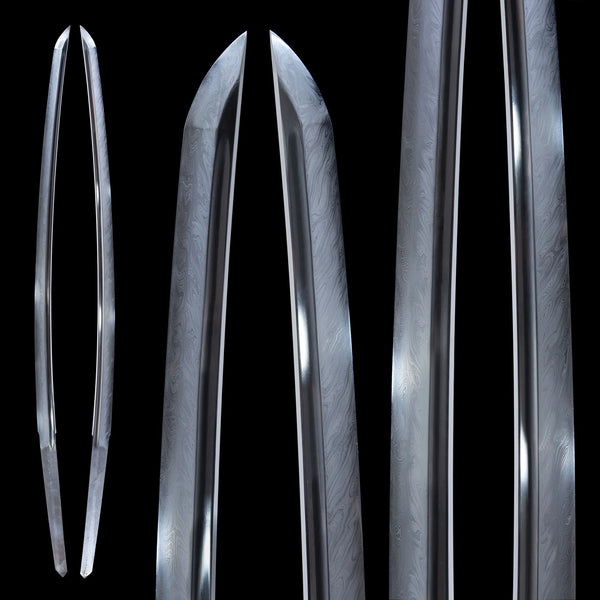 Damascus Feather pattern Shiage-togi bo-Hi katana blade
