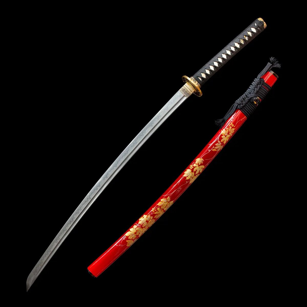 A golden and red katana