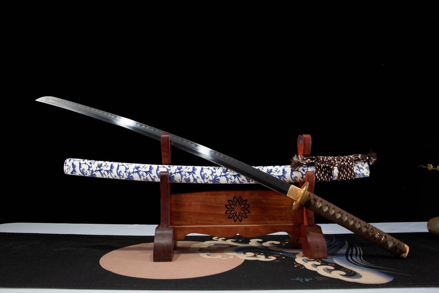 blue white porcelain katana